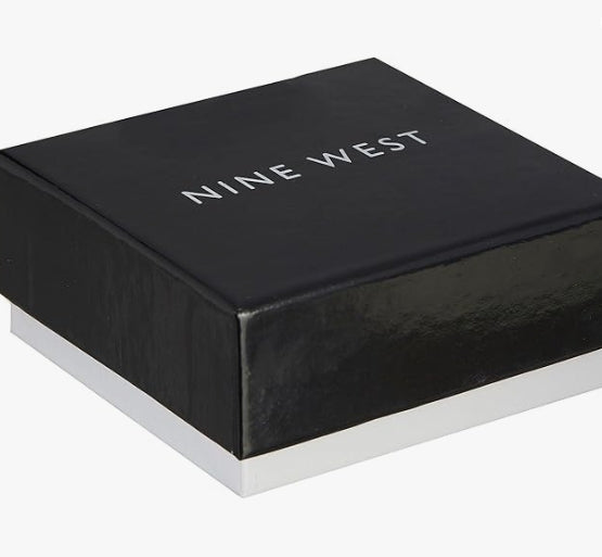 NINE WEST Women's Silvertone Crystal Pave Heart Stretch Bracelet