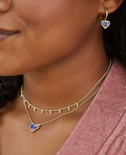 Kendra Scott Ari Heart Adjustable Length Pendant Necklace for Women, Fashion Jewelry