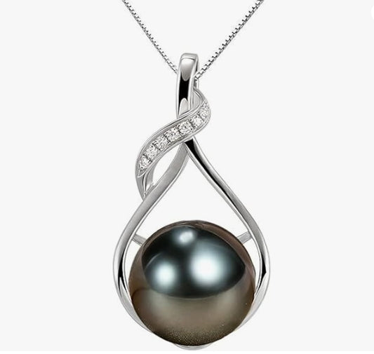 Gifts for Women Wife-Tahitian-Black-Pearl-Necklace-Gift for Wife Wedding Birthday Anniversary Jewelry-Mom Girlfriend Her Mothers Day Gifts for Mom Women Valentines Day Christmas Day Gifts