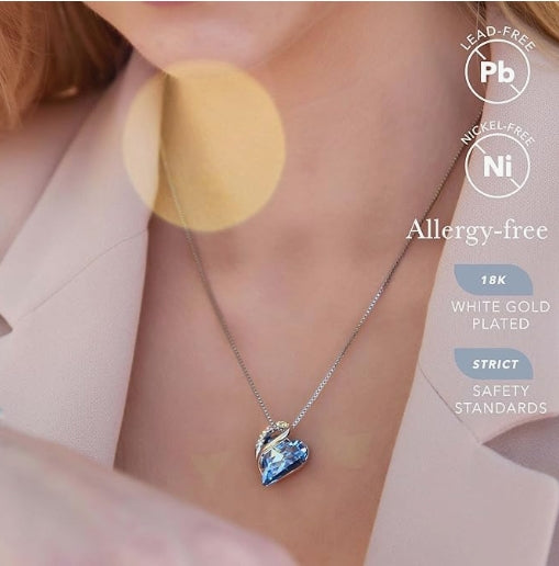 Leafael Necklaces for Women, Infinity Love Heart Pendant with Birthstone Crystals, Jewelry Gifts for Wife, Silver Plated 18 + 2 inch Chain, Birthday or Chrismas Holiday Gift for Her, Mom, Girlfriends